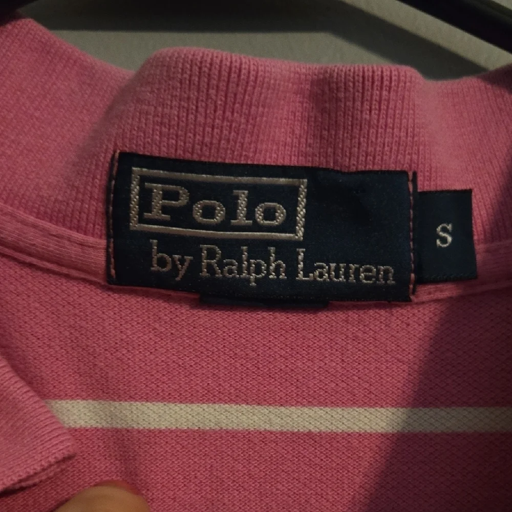 Ralph Lauren Small Mens Pink Short Sleeved Polo With White Stripes Y2k Preppy